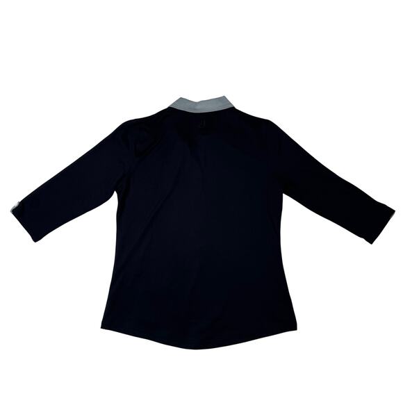 FootJoy Chardonnay Golf Club 3/4 Sleeve Polo Shirt Black Women’s Medium Preppy - Picture 2 of 16